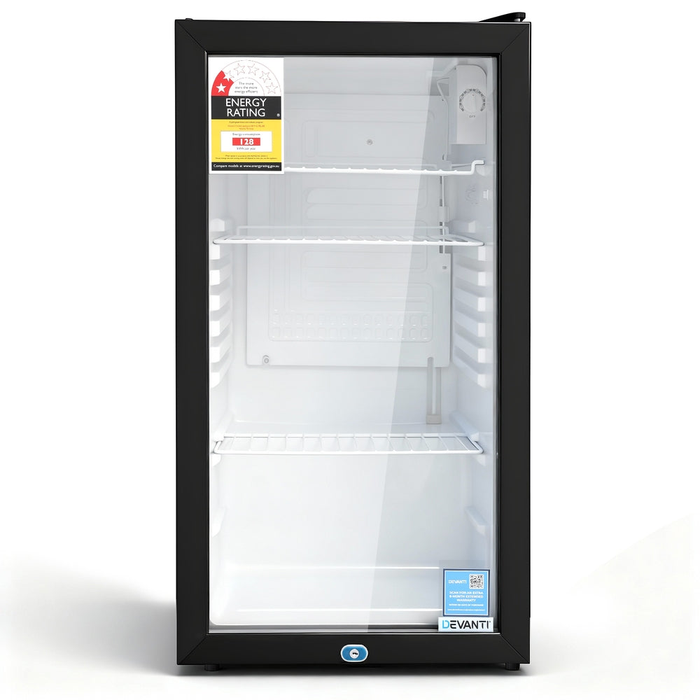 Devanti 78L Glass Door Bar Fridge Countertop Cooler Black
