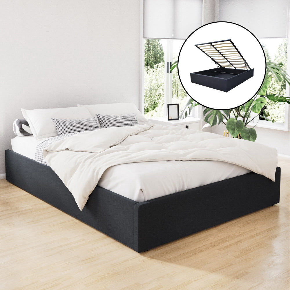 Toki Queen Bed Frame Gas Lift Storage Charcoal