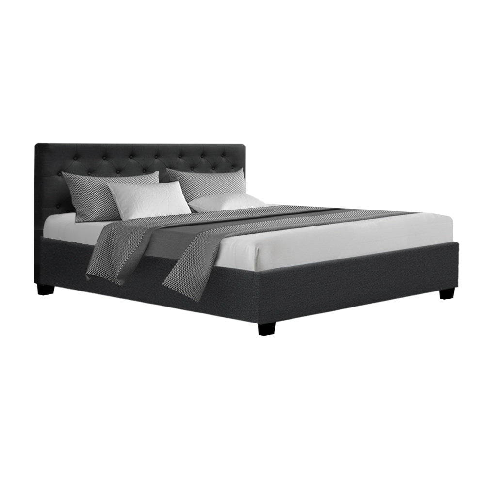 VILA Queen Bed Frame Gas Lift Storage Charcoal