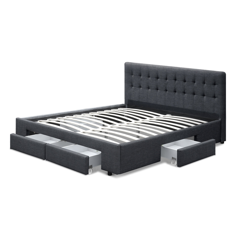 Avio Queen Bed Frame 4-Drawer Storage Charcoal