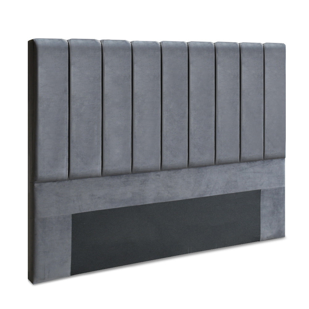 VELA King Bed Headboard Velvet Dark Grey
