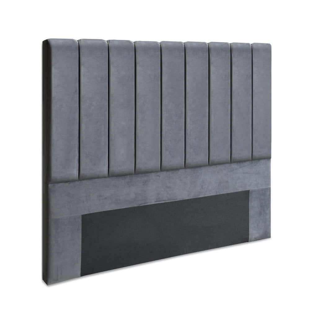 VELA Queen Velvet Bed Headboard Dark Grey