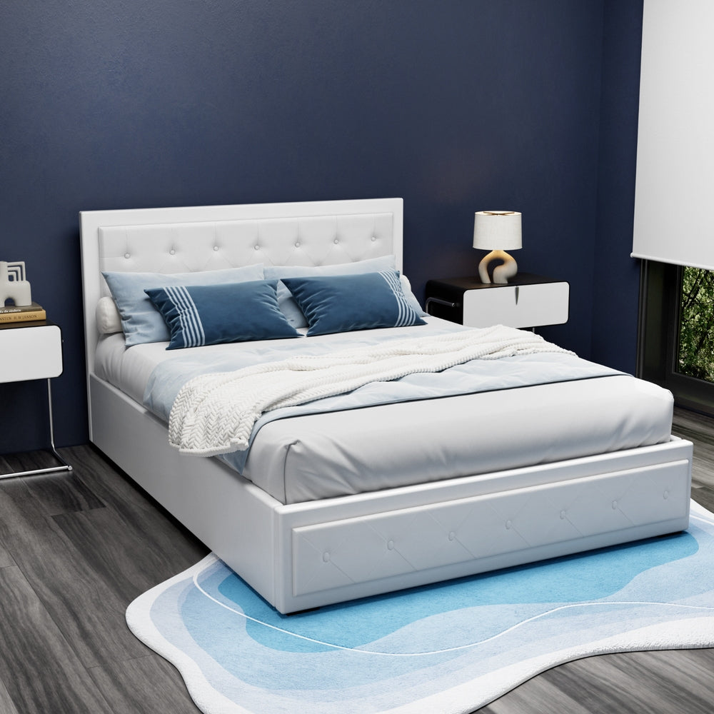 Tiyo Queen Bed Frame Gas Lift White