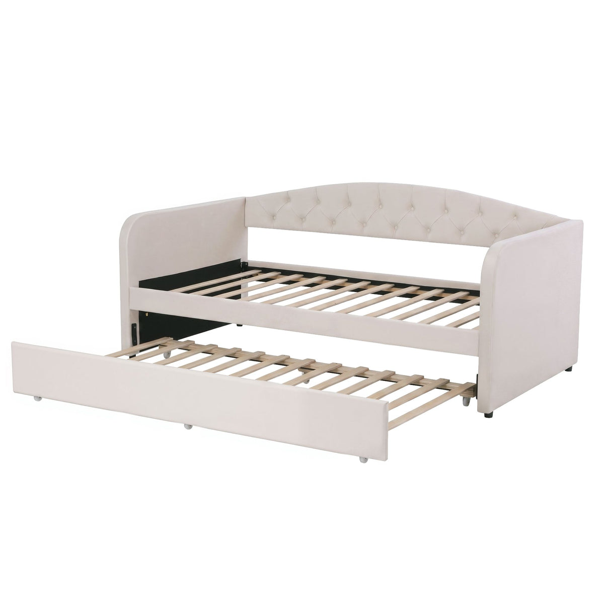 Artiss King Single Velvet Daybed with Trundle Bed Frame