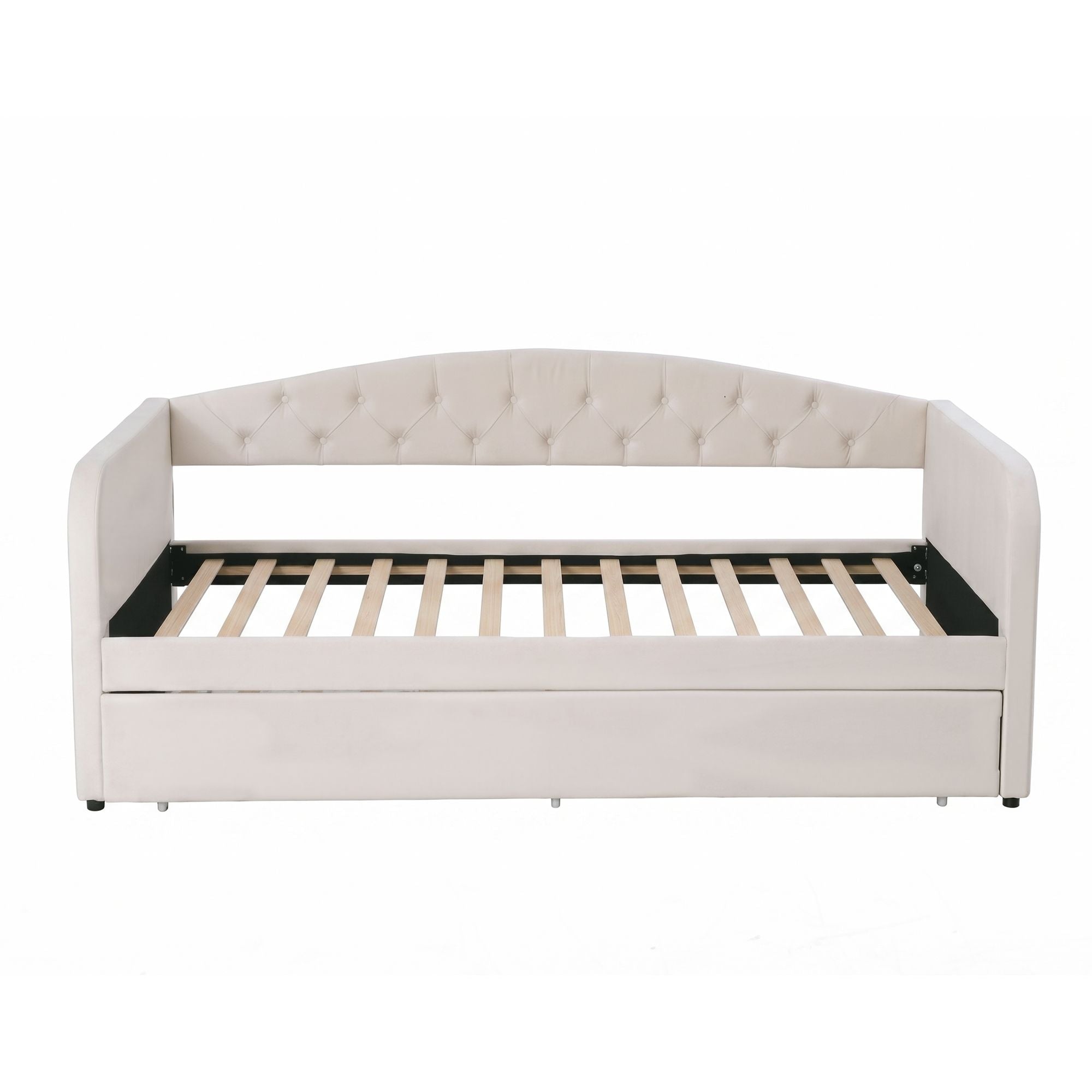 Artiss Single Daybed Velvet Trundle Bed Frame Tufted Guest Bed