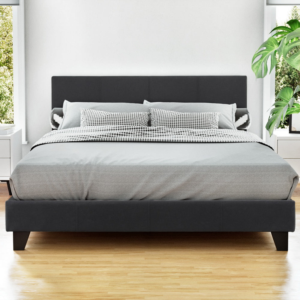 Neo Double Bed Frame Charcoal Upholstered