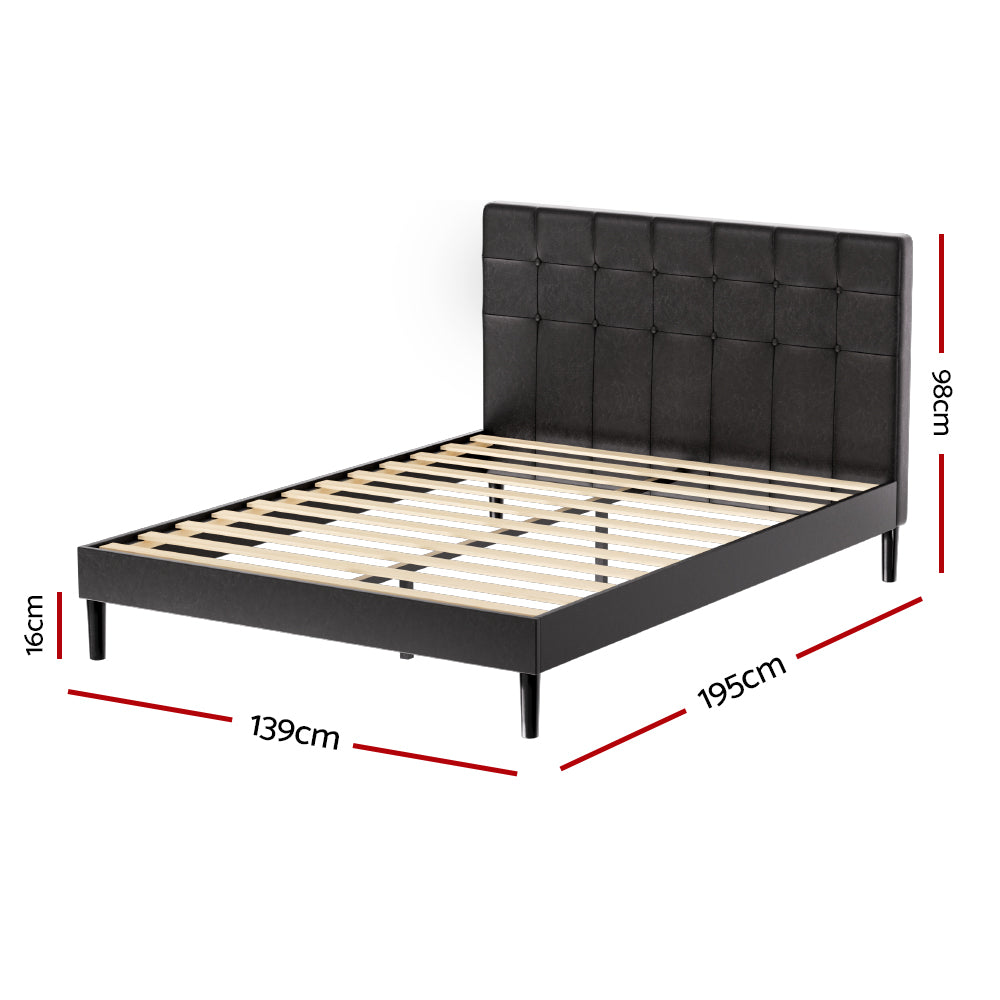 RAVI Double Bed Frame LED Black