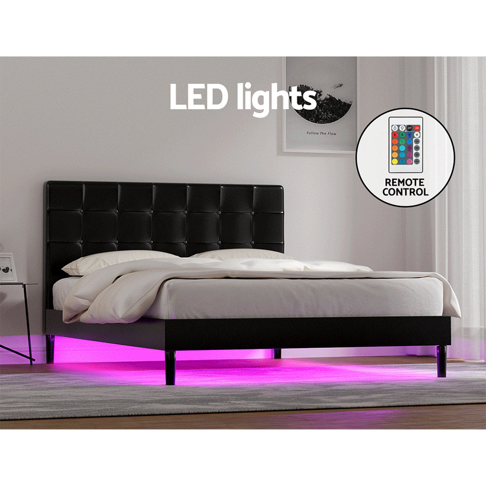 RAVI Double Bed Frame LED Black