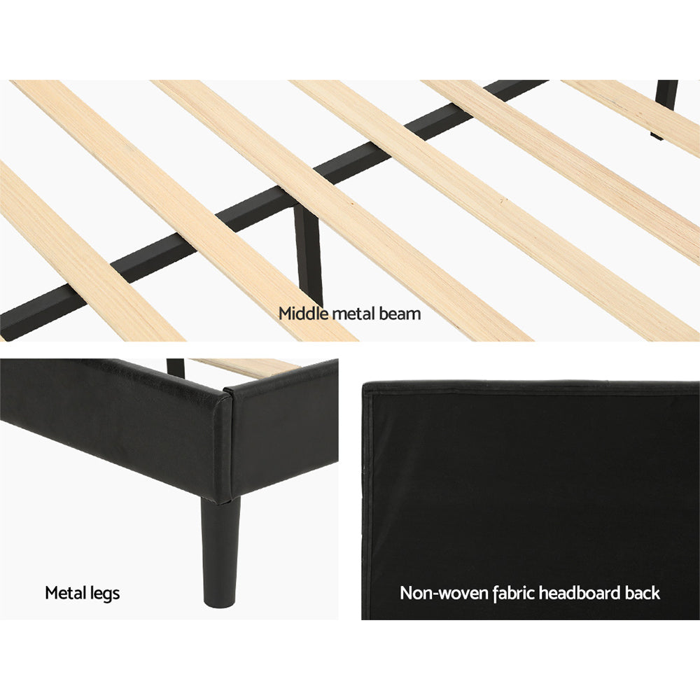 RAVI Double Bed Frame LED Black