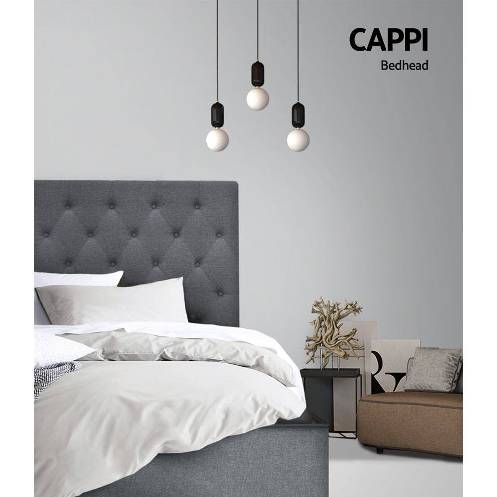 Cappi King Single Bedhead Fabric Grey
