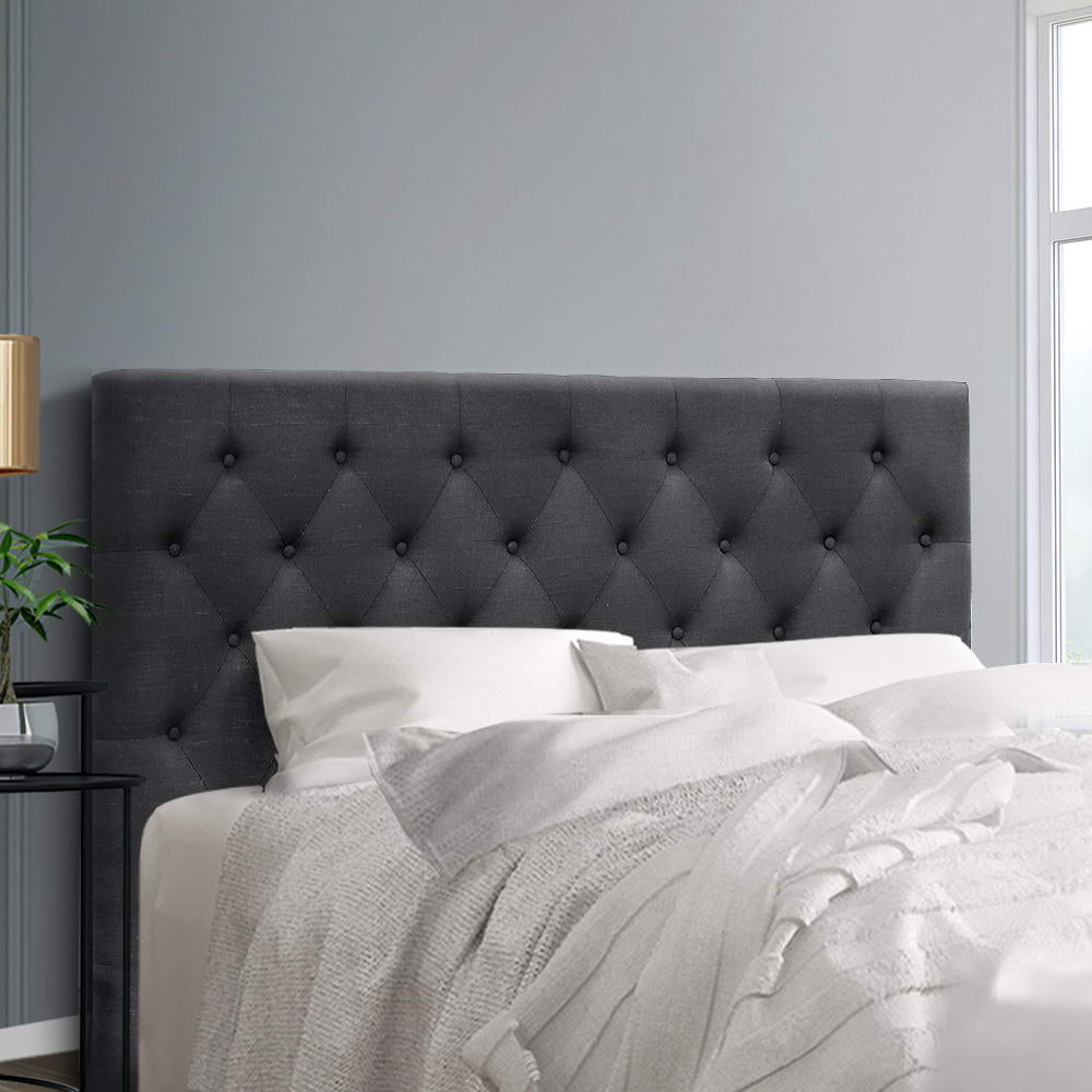 Cappi Queen Fabric Bed Head Headboard - Charcoal
