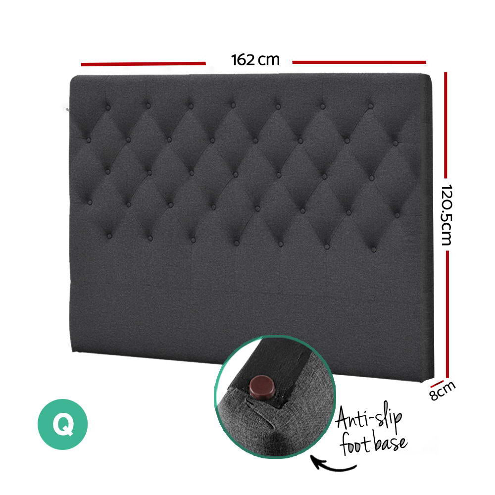 Cappi Queen Bed Headboard Fabric Charcoal