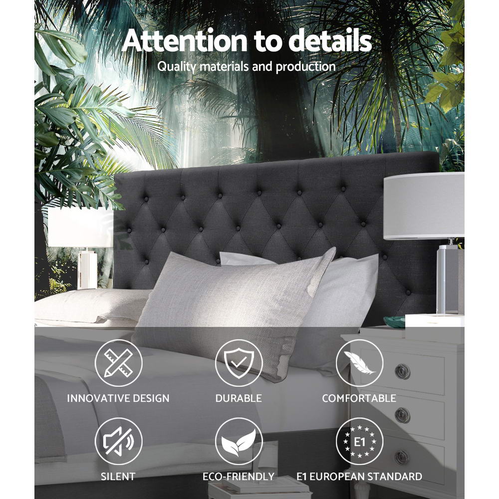 Cappi Queen Bed Headboard Fabric Charcoal
