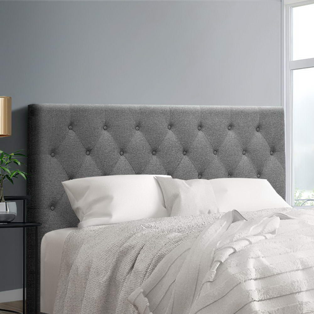 Cappi Queen Bedhead Headboard Grey Faux Linen