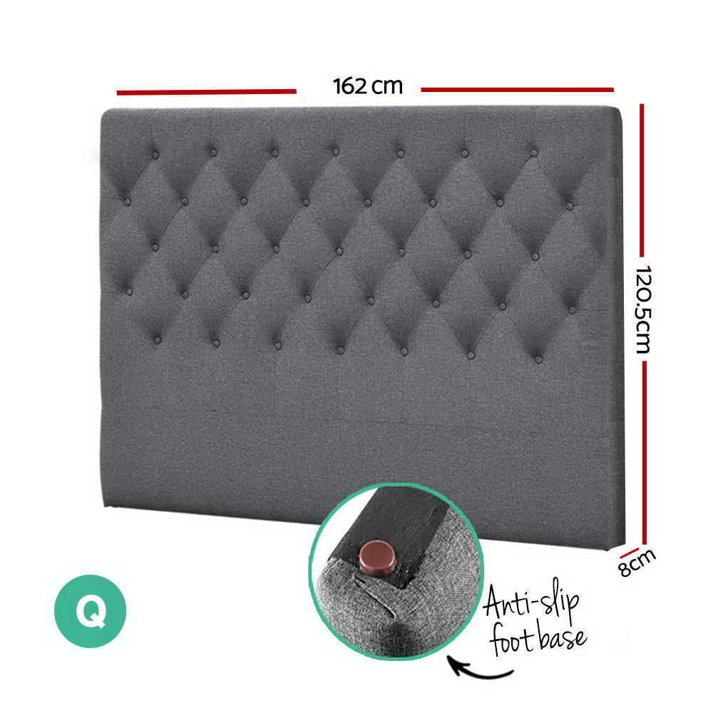 Cappi Queen Bed Headboard Fabric Grey