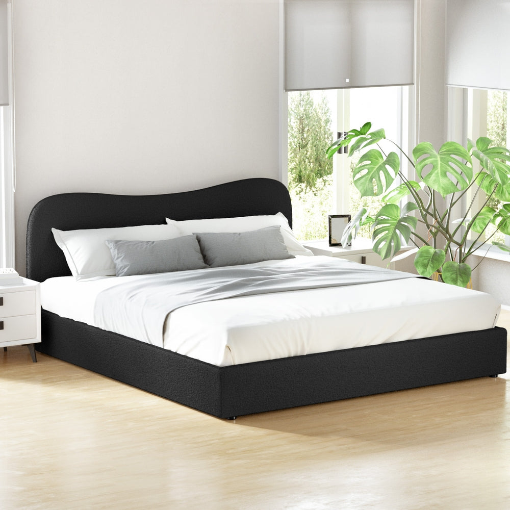 DARA King Bed Frame Boucle Upholstered Black