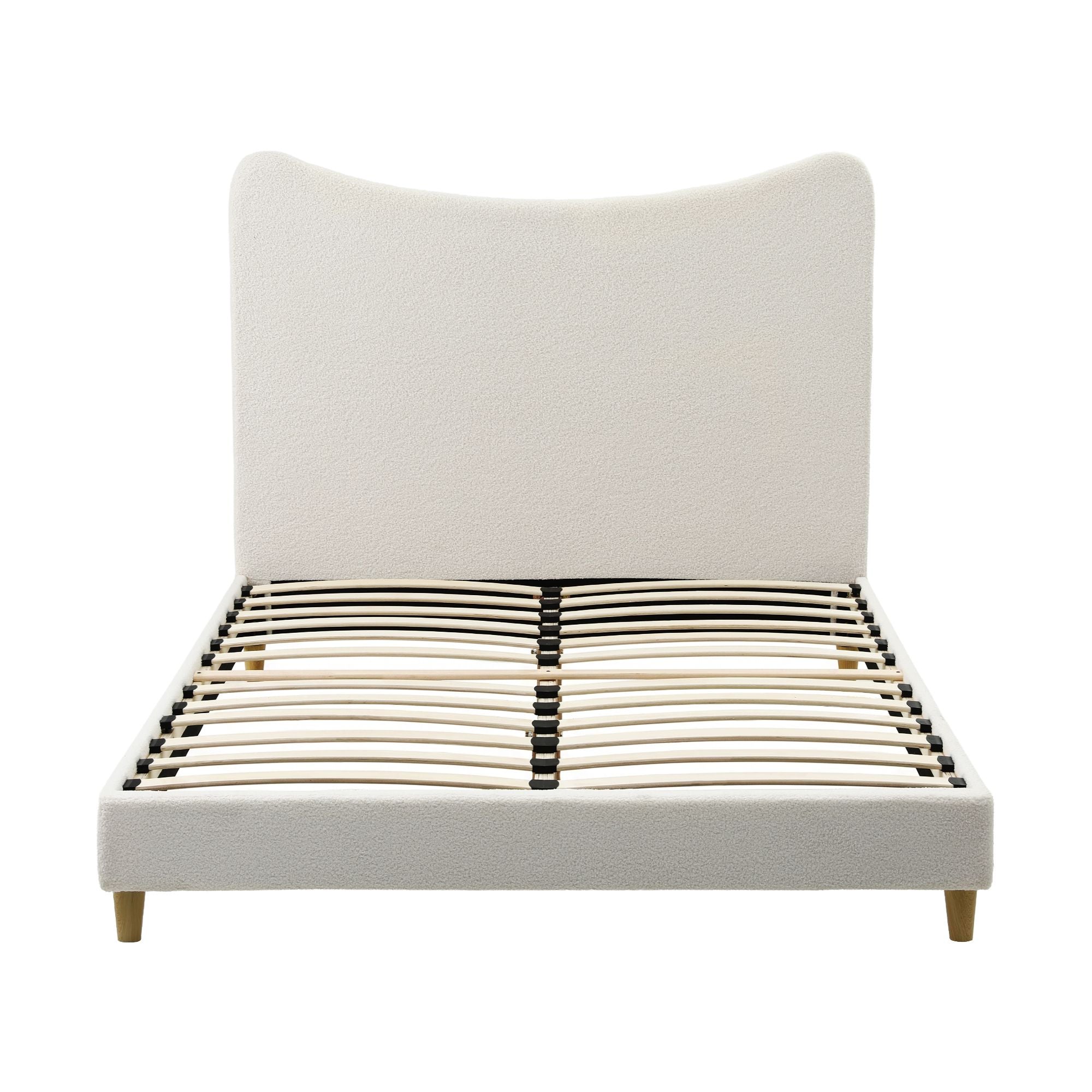 Artiss Double Bed Frame with Boucle Headboard, Beige, 300kg Capacity