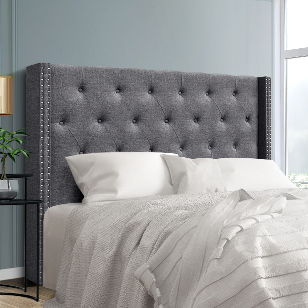 Luca Queen Bed Headboard Fabric Grey
