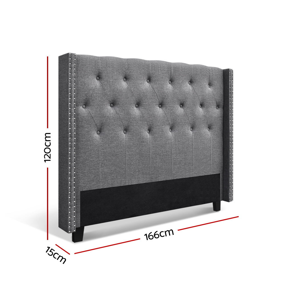 Luca Queen Bed Headboard Fabric Grey