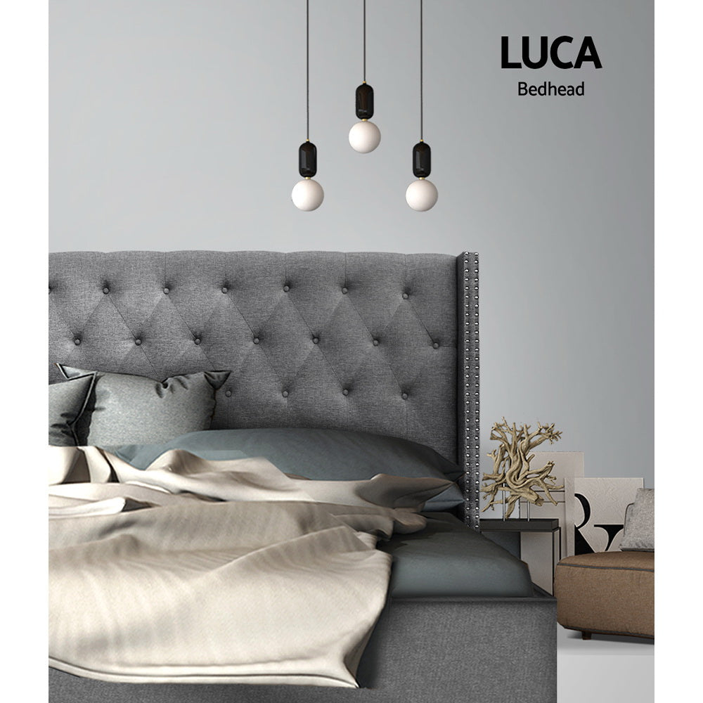 Luca Queen Bed Headboard Fabric Grey