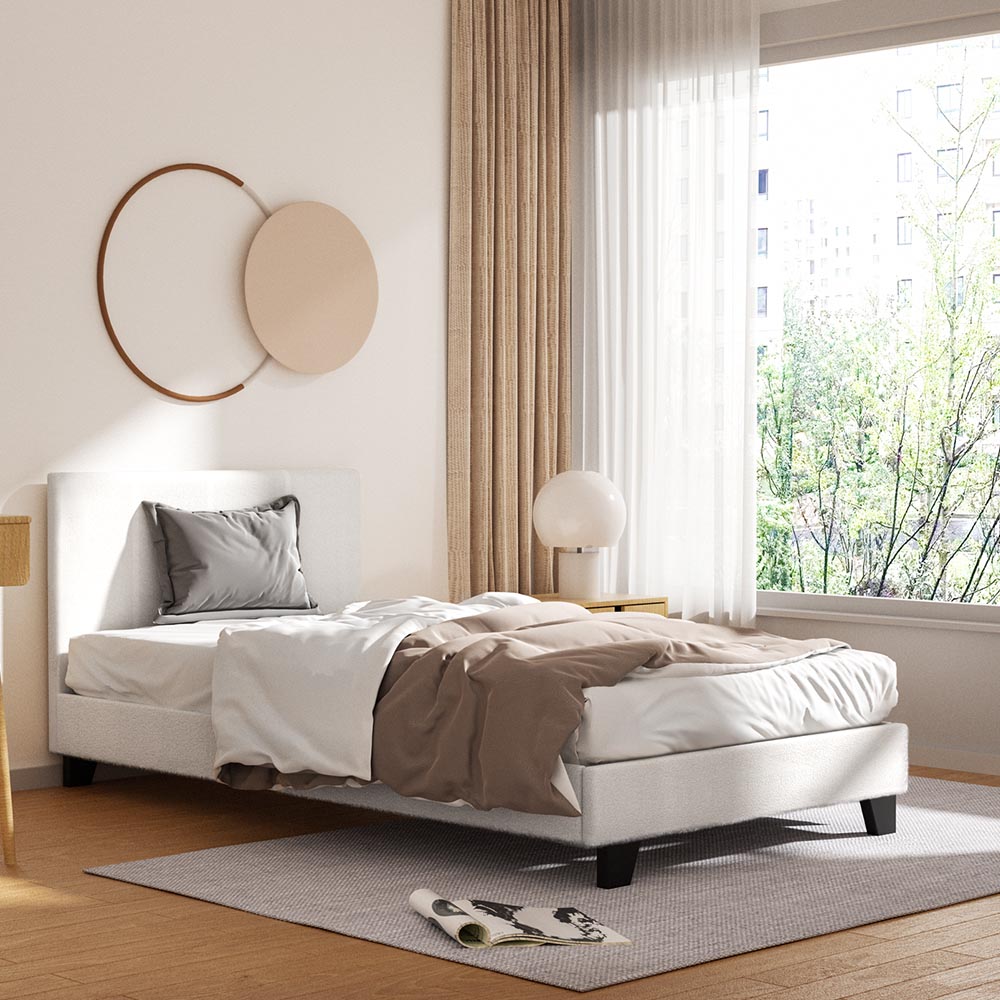 NEO King Single Bed Frame Boucle Cream