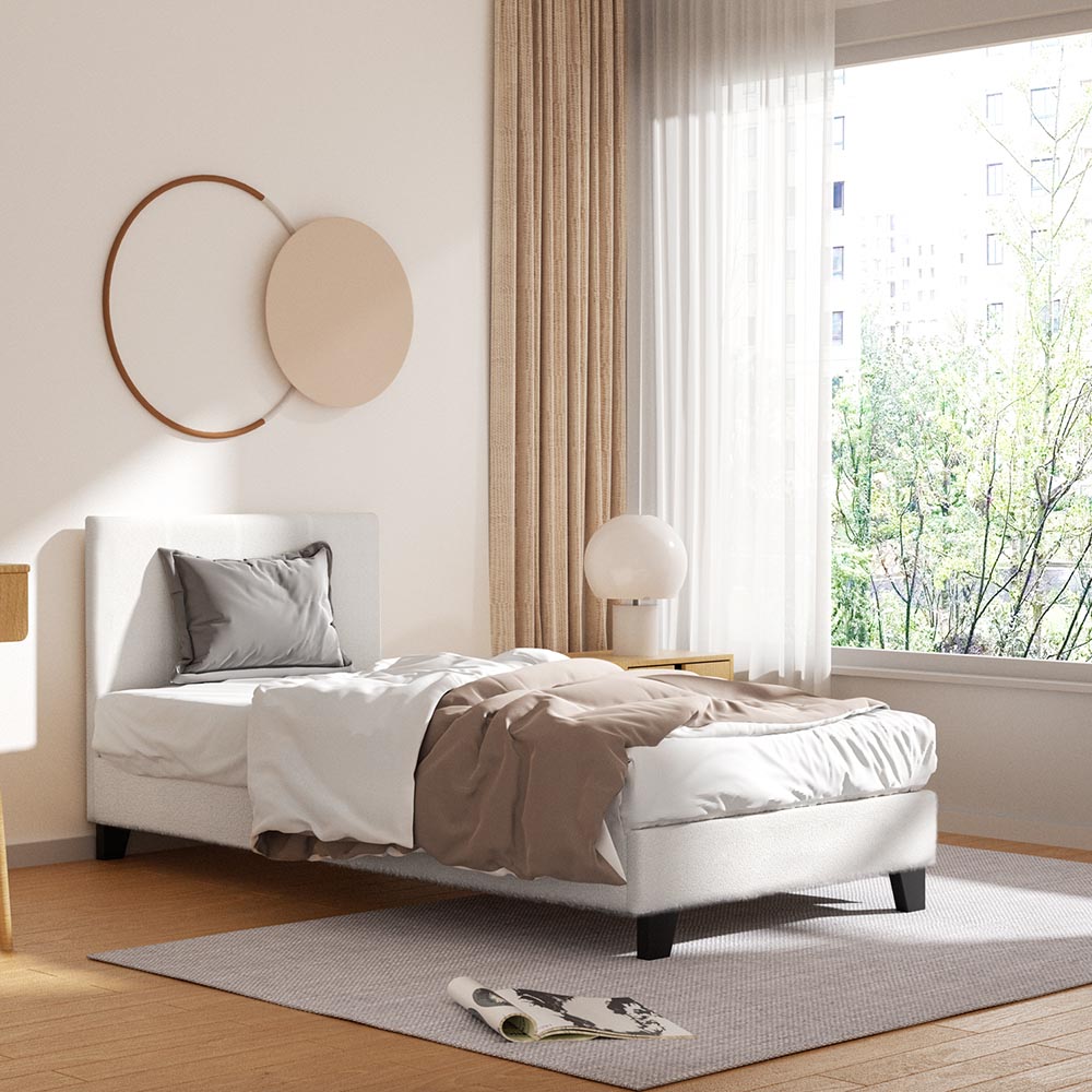 Neo Single Bed Frame Boucle Cream