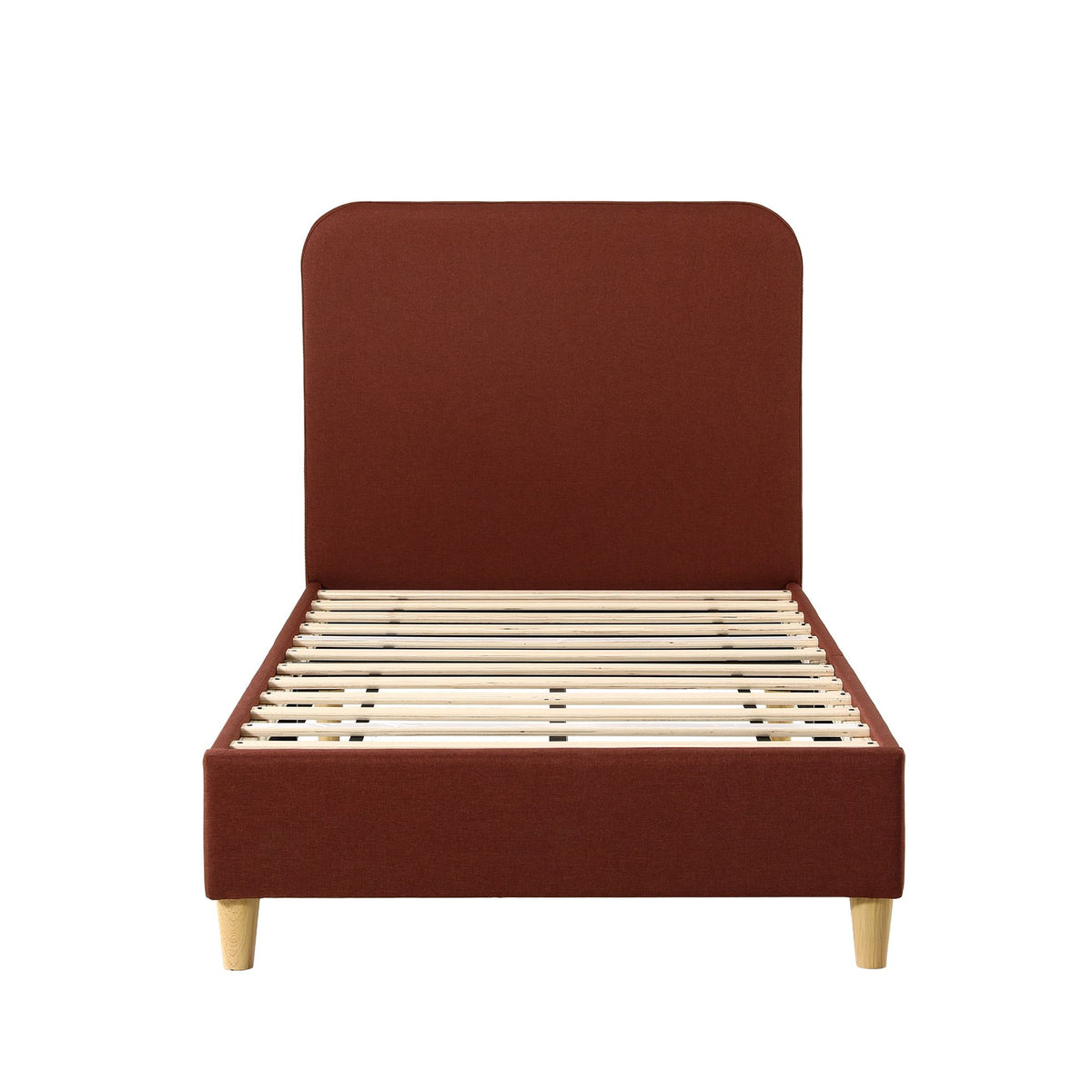 Artiss King Single Bed Frame with Headboard, Faux Linen Fabric Brown