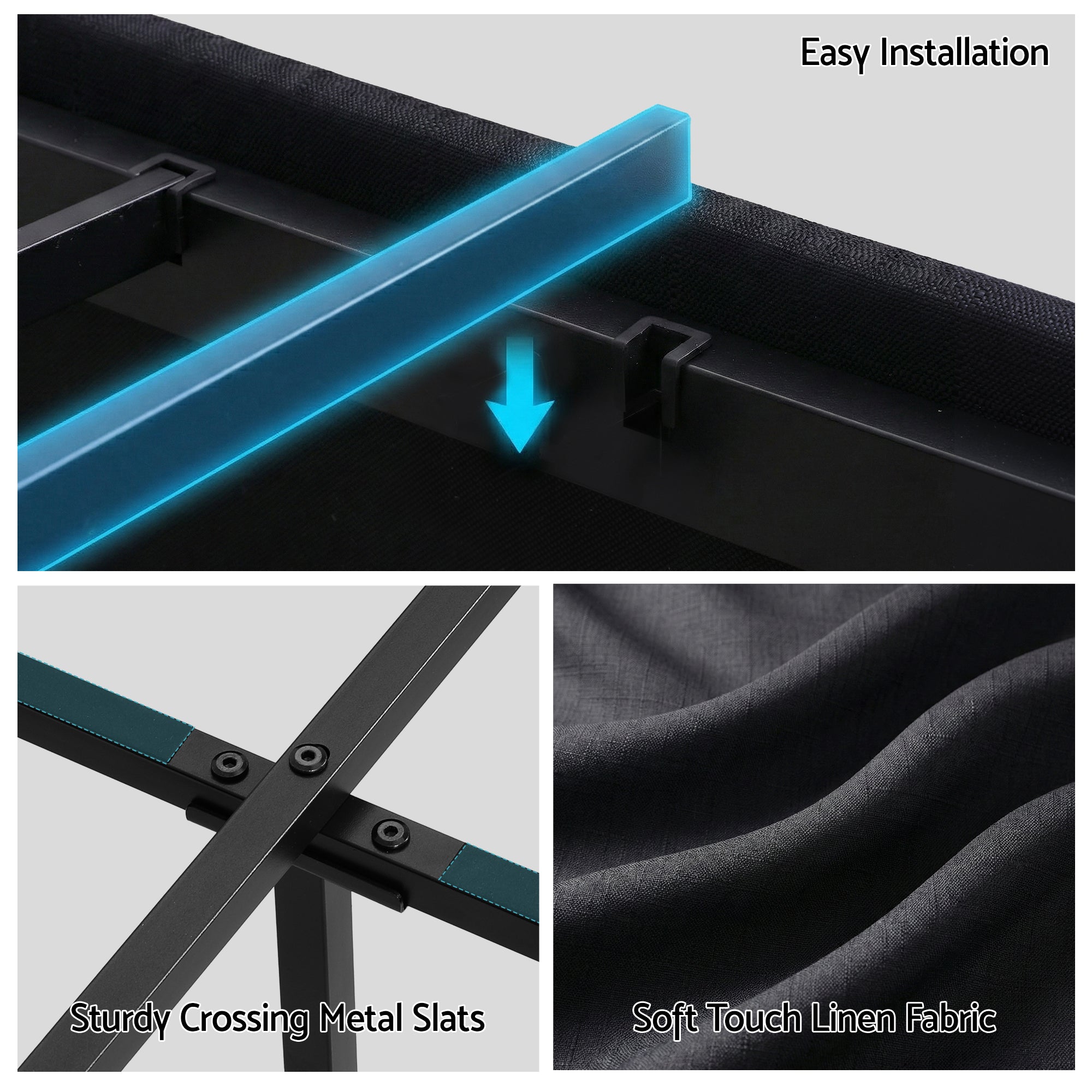 Artiss Queen Bed Frame with Storage Drawers RGB Lights Charging Station Upholstered Fabric