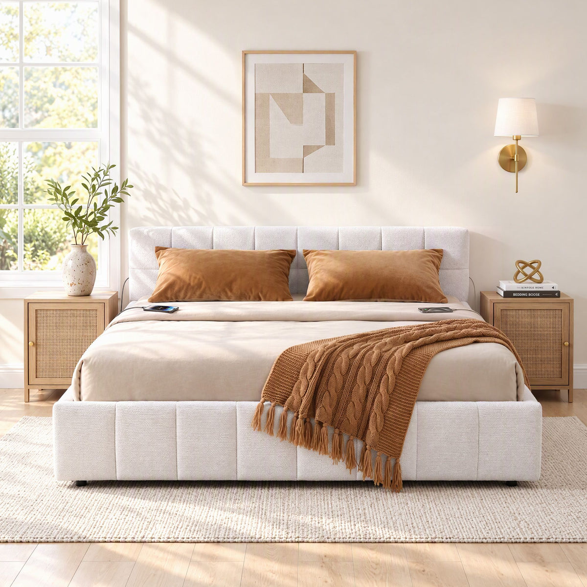 Artiss King Bed Frame with USB Charging and LED Lights