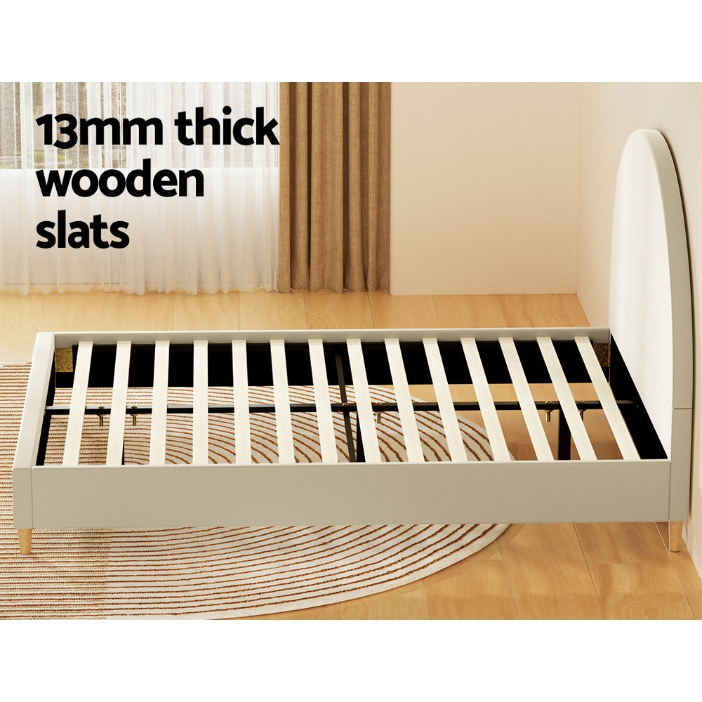 ELLA Double Bed Frame Velvet Cream