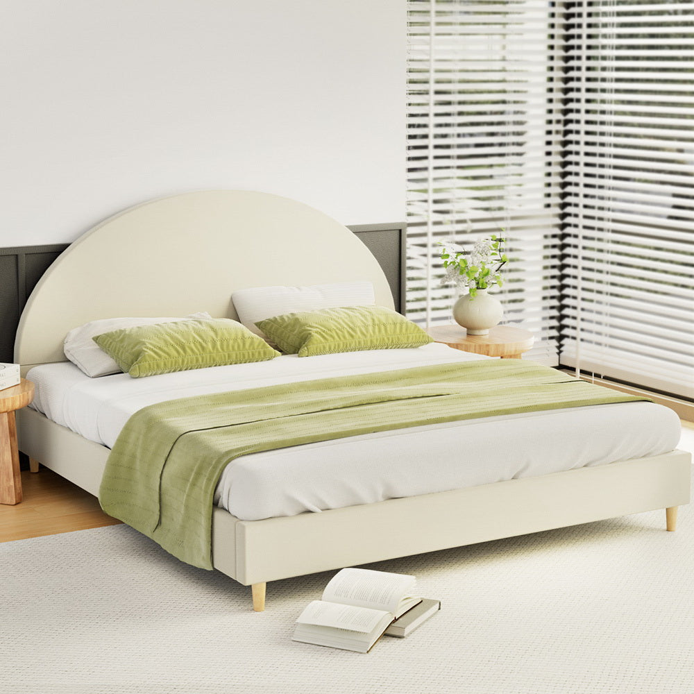 ELLA King Bed Frame Velvet Cream