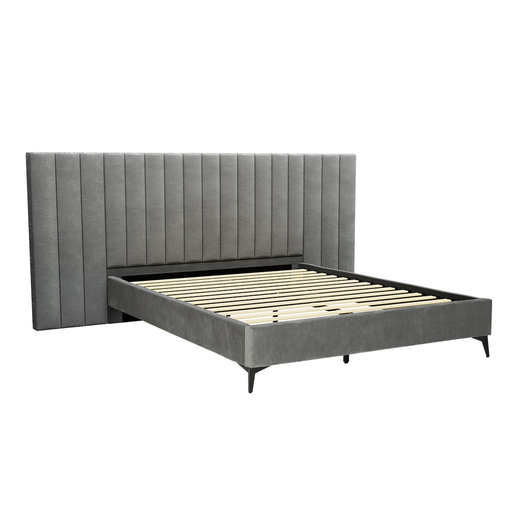 Lott Queen Bed Frame Velvet Grey