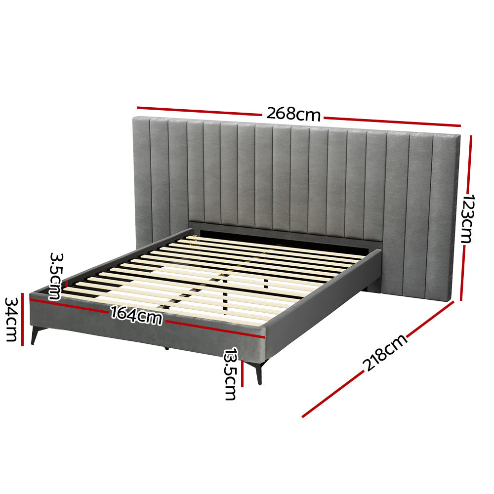 Lott Queen Bed Frame Velvet Grey