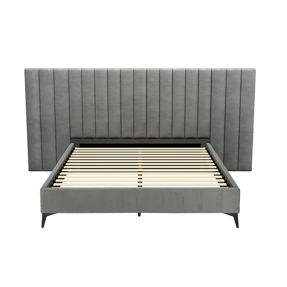 Lott Queen Bed Frame Velvet Grey