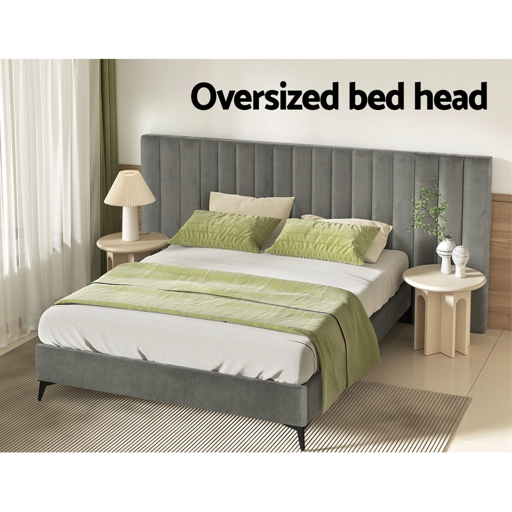 Lott Queen Bed Frame Velvet Grey