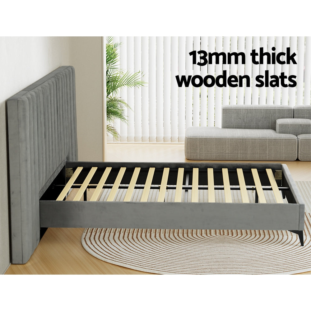 Lott Queen Bed Frame Velvet Grey