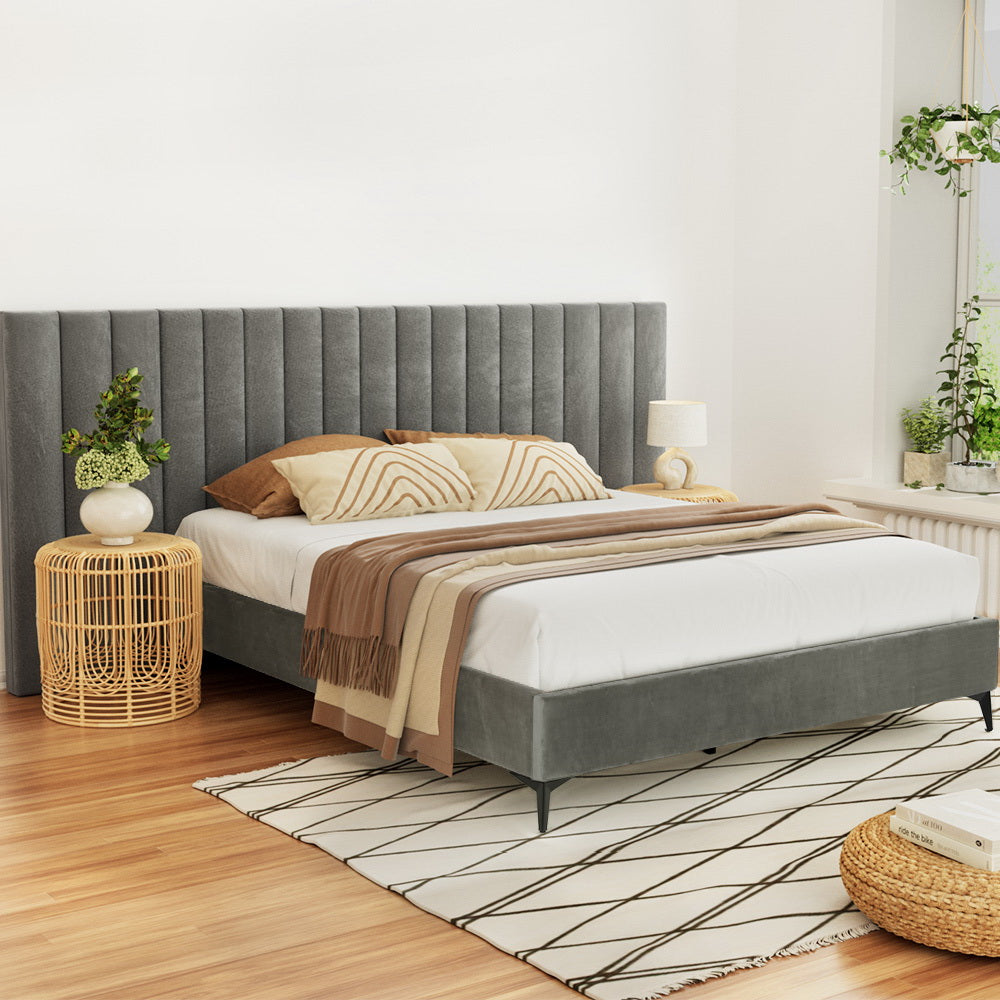 Lott Queen Bed Frame Velvet Grey
