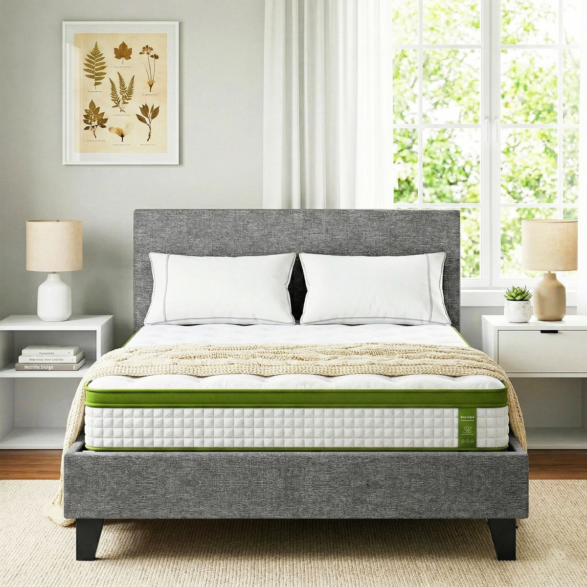 Neo Single Bed Frame and BedStory 30cm Hybrid Mattress Bundle Grey