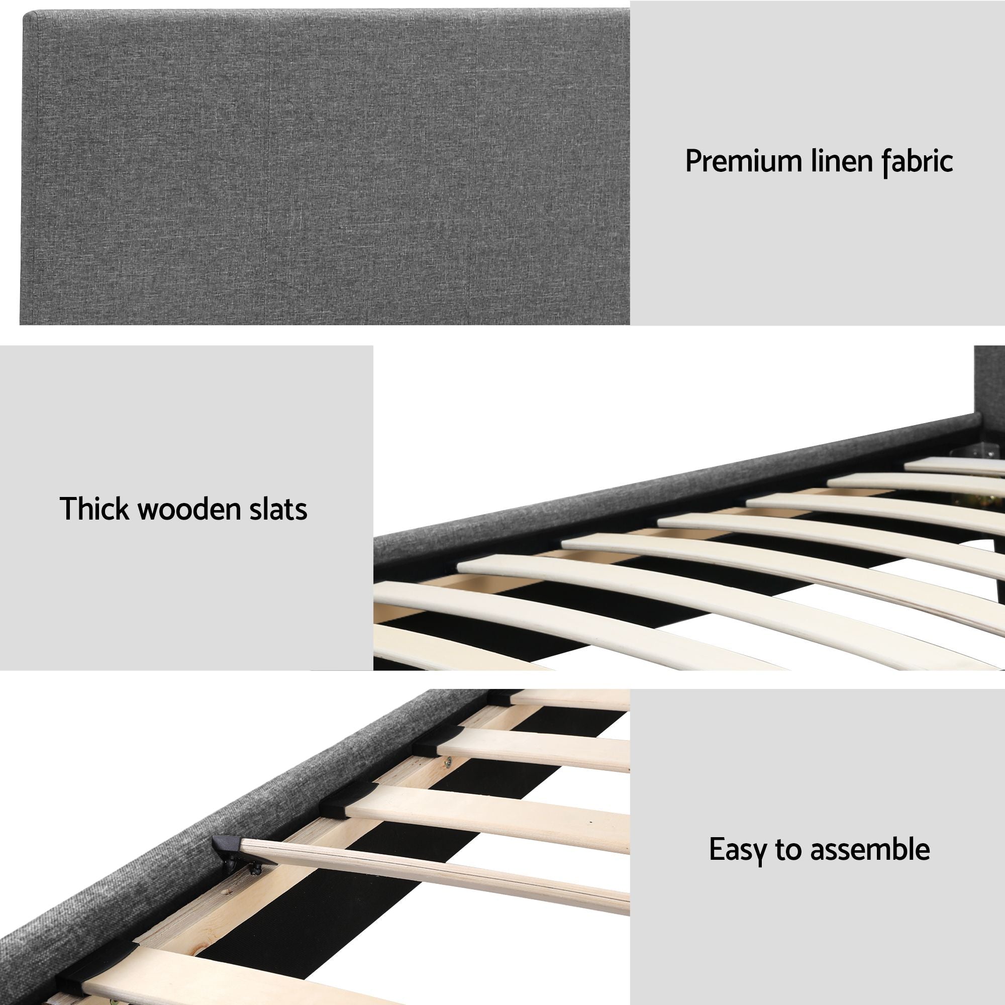 Artiss BedStory Single Bed Frame and Mattress Set, 30cm Hybrid Cooling Gel Mattress with Grey Upholstered Wooden Platform Base, Modern Bedroom Furniture Bundle