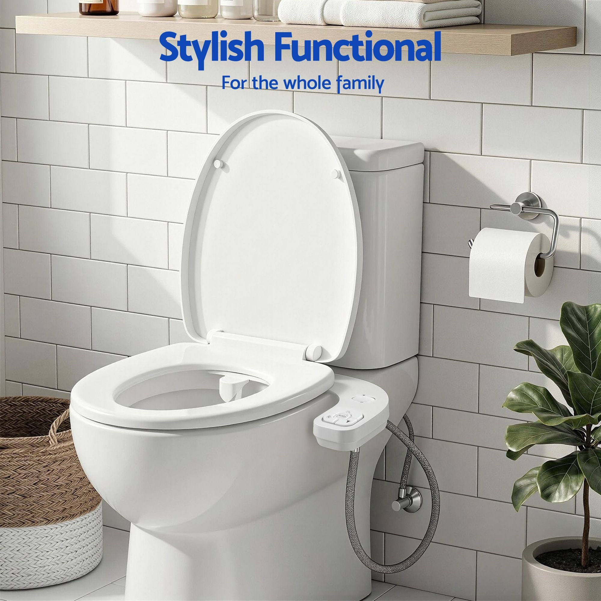 Cefito Ultra-Slim Bidet Attachment Detachable Bidet with Self-Cleaning Dual Nozzle Non-Electric Adjustable Water Pressure, Cold Water Toilet Bide