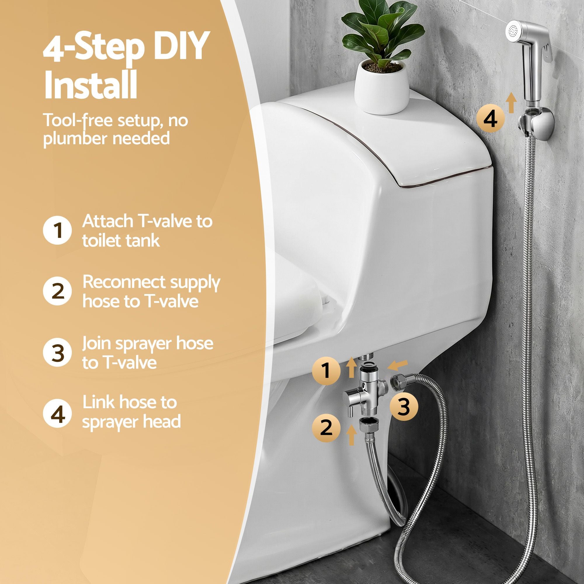 Cefito Handheld Bidet Sprayer for Toilet 1.5m Stainless Steel Hose Jet Spray for Feminine Wash Cloth Diaper Pet Bath Adjustable Pressure Bidet Attachment with G1/2 Valve Silver