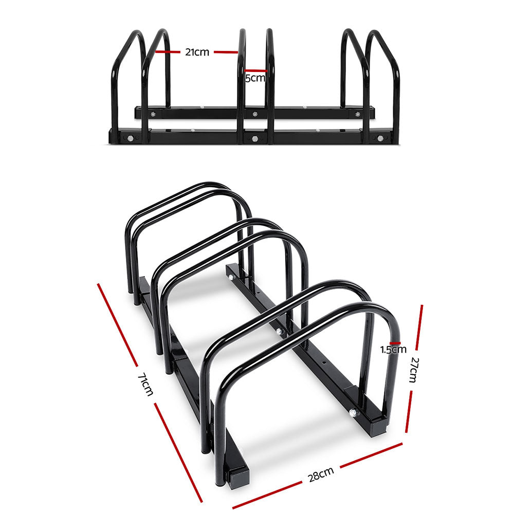 Weisshorn 3-Bike Stand Rack Black Freestanding Bicycle Storage Holder