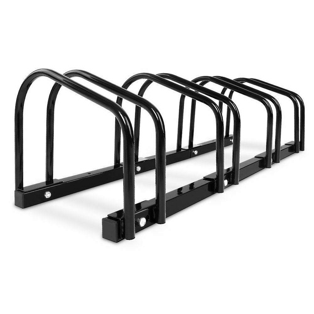 Weisshorn 4 Bike Floor Parking Rack Bicycle Stand Black