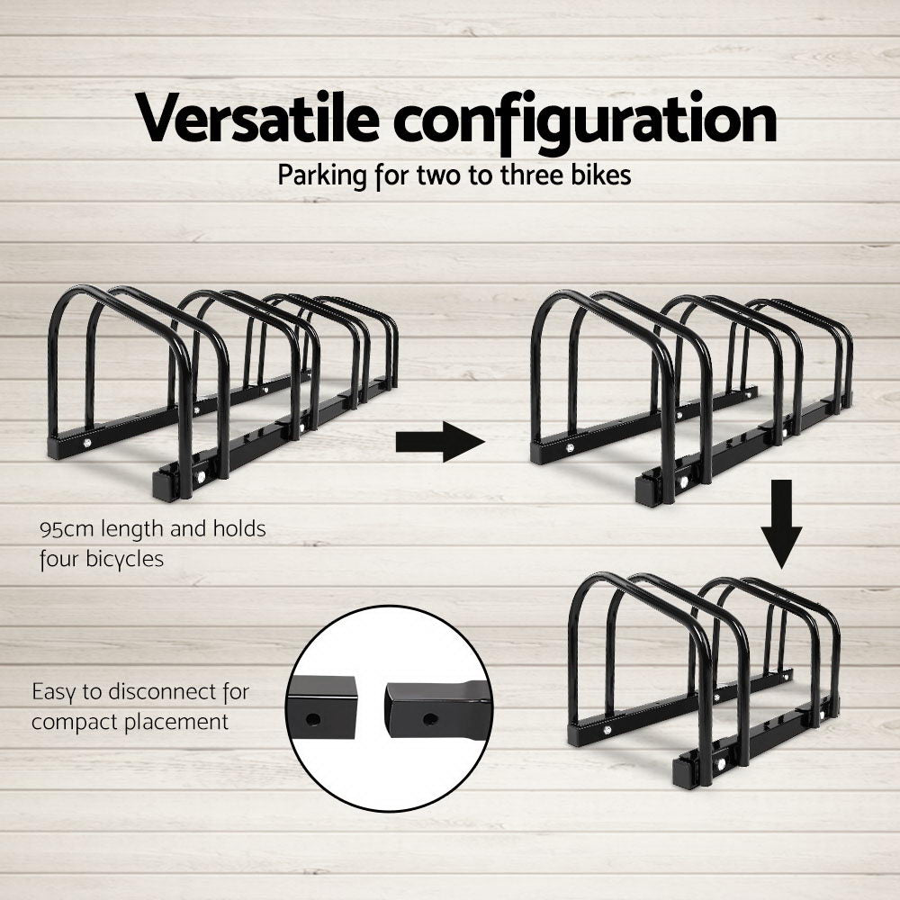 Weisshorn 4-Bike Floor Rack Stand Black