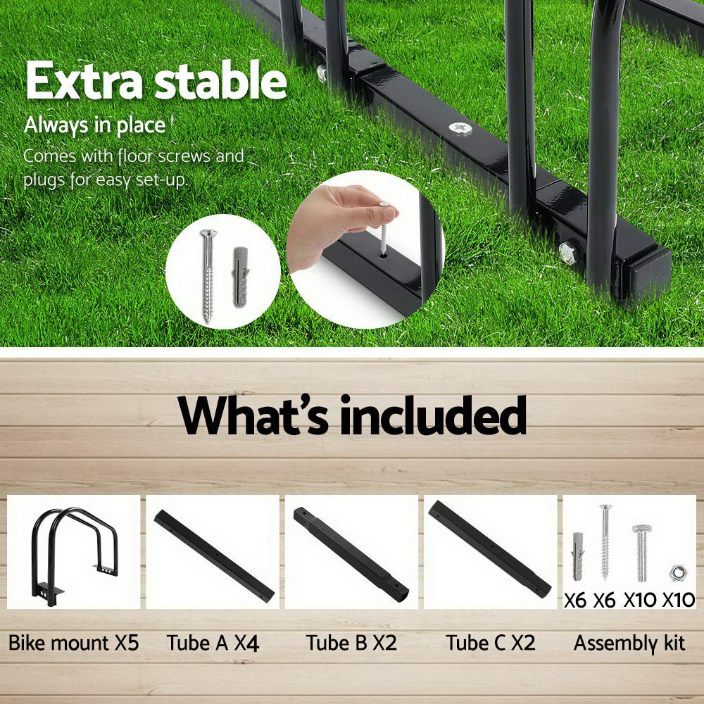 Weisshorn 5-Bike Storage Rack Freestanding Black