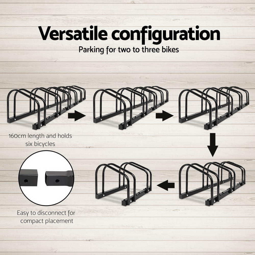 Weisshorn 6-Bike Rack Freestanding Storage Holder Black