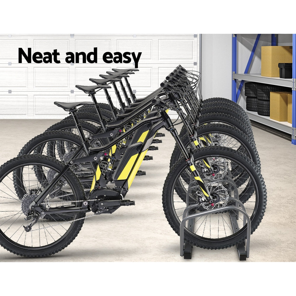 Weisshorn 6-Bike Stand Rack Bicycle Storage Silver