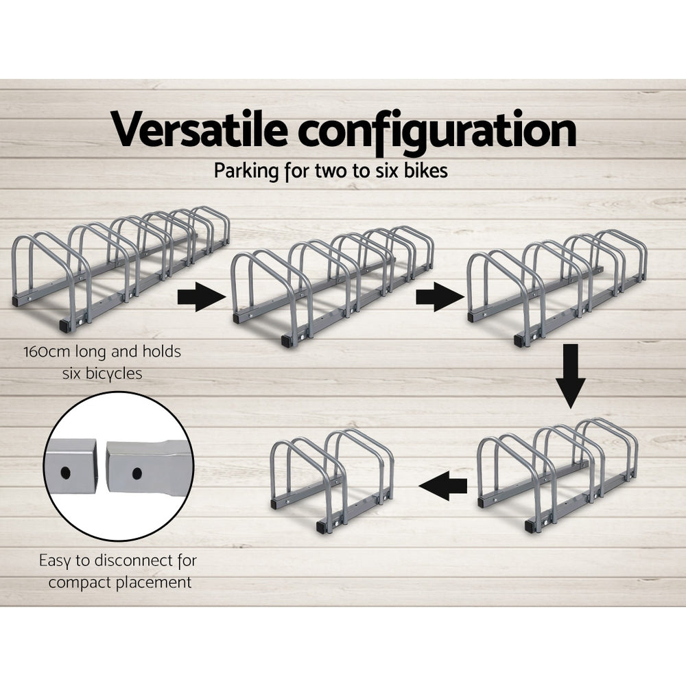 Weisshorn 6-Bike Stand Rack Bicycle Storage Silver