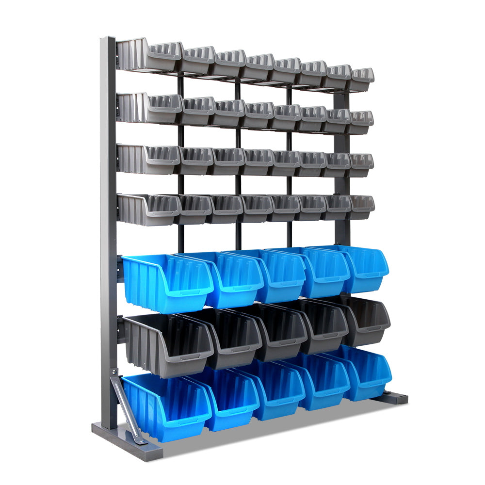 Giantz 47-Bin Rack Freestanding Steel Grey Blue