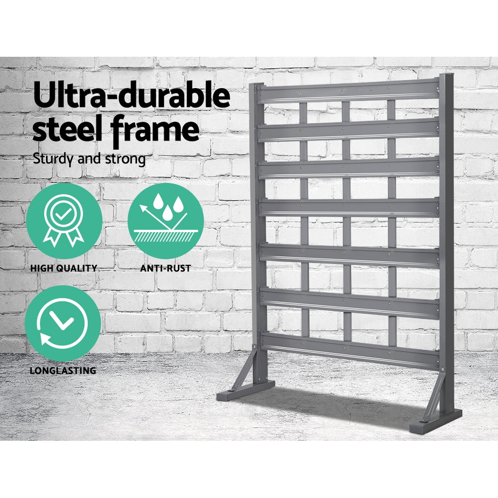 Giantz 47-Bin Rack Freestanding Steel Grey Blue